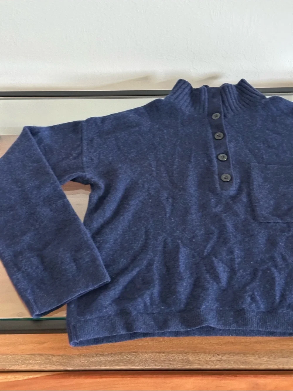 Everlane The ReCashmere Wool Button Mockneck in Navy
